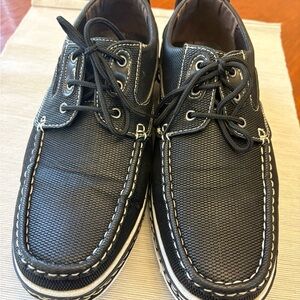 Andrew Fezza Black Shoes with White Stitching
